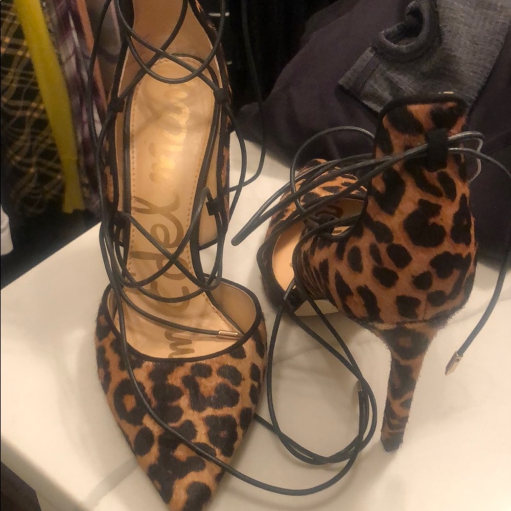 Faux hide heels